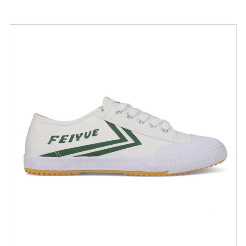 Feiyue Classic White Sneakers with Green Stripes